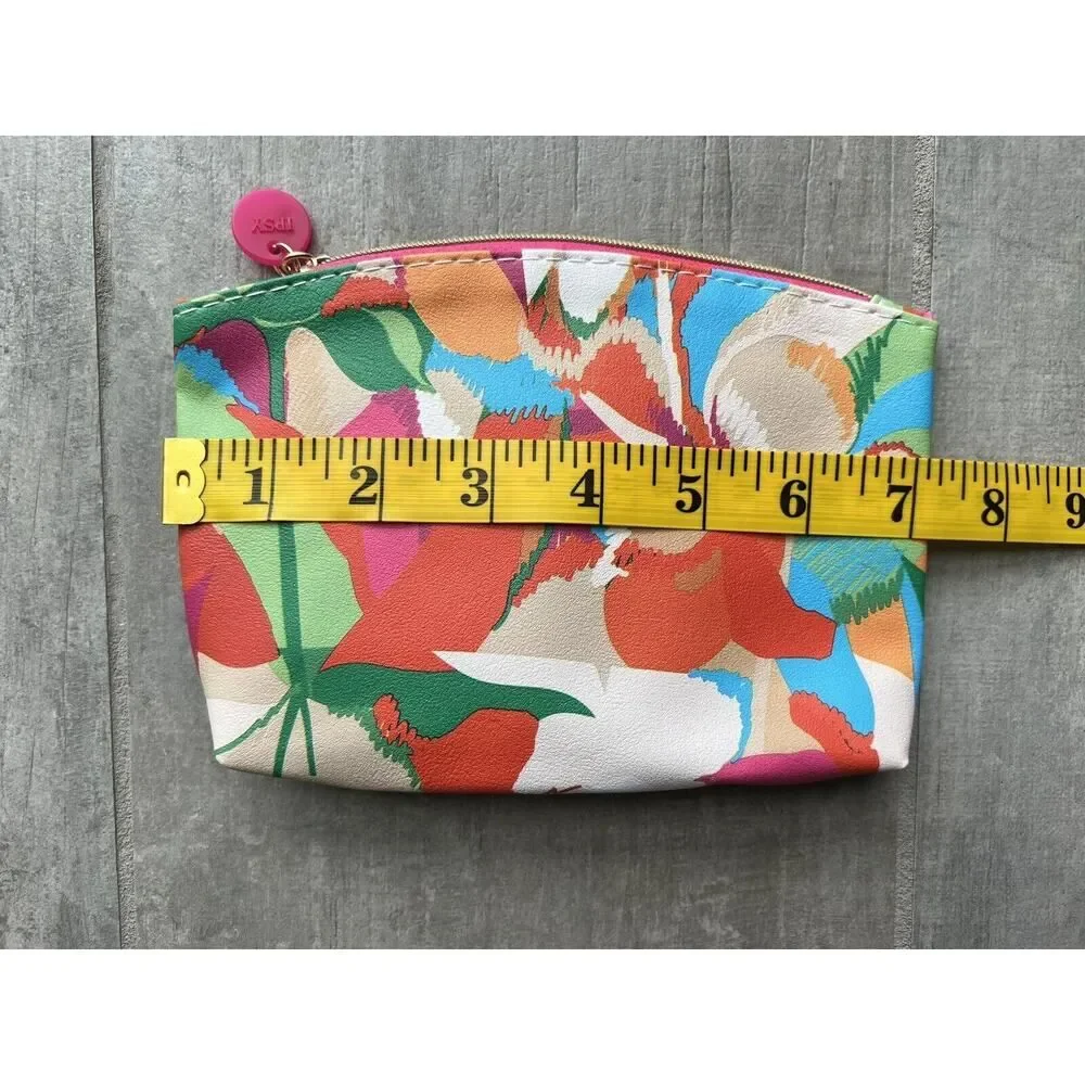 Ipsy Makeup Bag Zippered Pouch Wallet Clutch Bloom Flower Colorful Travel NEW
